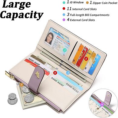Women’s RFID Blocking Wallet - Large Capacity PU Leather, Lightweight for Travel & Daily