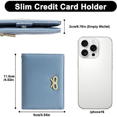 Women's RFID Blocking Small Bifold Wallet, Cute Bow Lightweight for Daily Travel