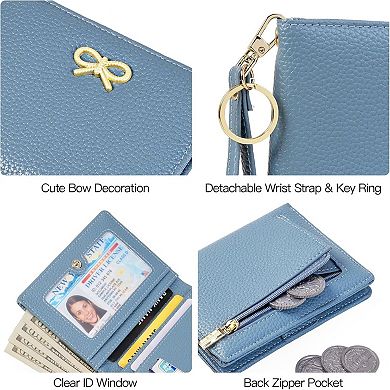 Women's RFID Blocking Small Bifold Wallet, Cute Bow Lightweight for Daily Travel