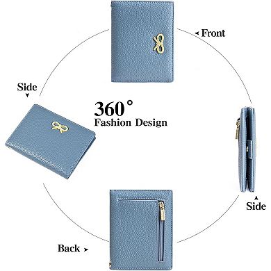 Women's RFID Blocking Small Bifold Wallet, Cute Bow Lightweight for Daily Travel