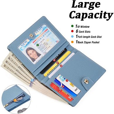 Women's RFID Blocking Small Bifold Wallet, Cute Bow Lightweight for Daily Travel