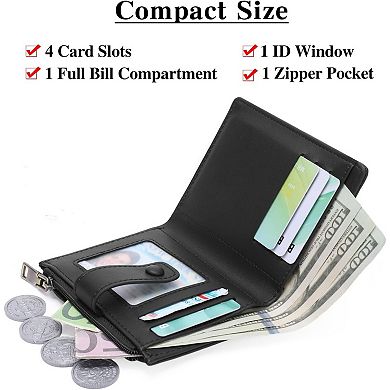 Small Wallet, Slim Floral PU Leather Card Holder with Coin Pocket