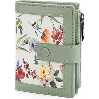 Small Wallet, Slim Floral PU Leather Card Holder with Coin Pocket