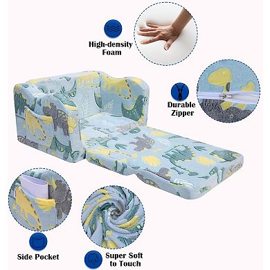 Lufeiya Toddler Couch Modular Kids Play Sofa, Foam Fold Out Kid Couch with Linen Fabric, Baby Sofa