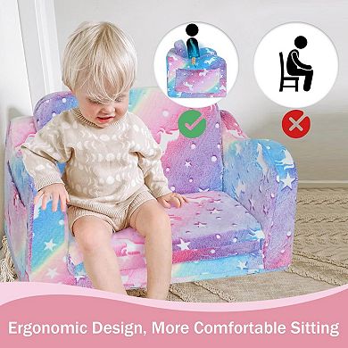 Lufeiya Toddler Couch Modular Kids Play Sofa, Foam Fold Out Kid Couch with Linen Fabric, Baby Sofa