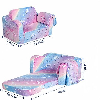 Lufeiya Toddler Couch Modular Kids Play Sofa, Foam Fold Out Kid Couch with Linen Fabric, Baby Sofa