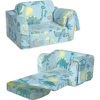 Lufeiya Toddler Couch Modular Kids Play Sofa, Foam Fold Out Kid Couch with Linen Fabric, Baby Sofa
