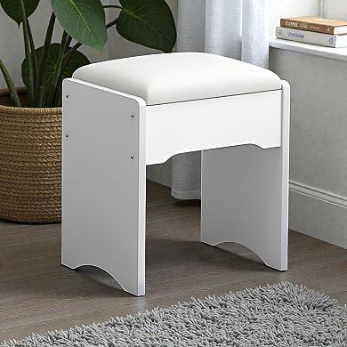 Lufeiya Vanity Desk with Lighted Mirror and Chair, Makeup Table with Adjustable LED, Storage Drawer