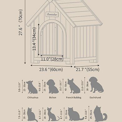 IFMALL Solid Cedar Indoor Pet Shelter Cabin Style House for Small Dogs Cats