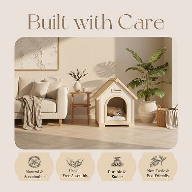 IFMALL Solid Cedar Indoor Pet Shelter Cabin Style House for Small Dogs Cats