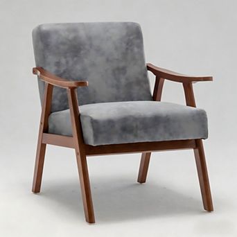 Lufeiya Tech Cloth Accent Chair with Solid Rubberwood Frame, Wingback Lounge Reading Chair