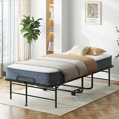 5" Folding Rollaway Bed for Adults with Lockable Wheels, Sturdy Metal Frame Space Saving