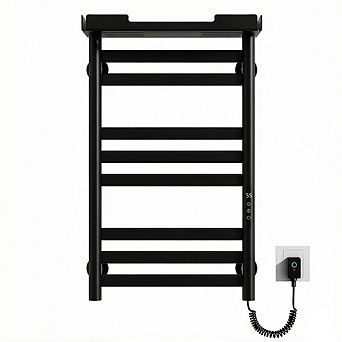 Smart Electric Wall Mounted Heated Towel Rack Warmer, Low Carbon Steel, Plug-in/Hardwired