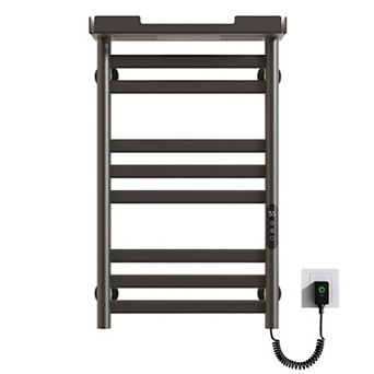 Smart Electric Wall Mounted Heated Towel Rack Warmer, Low Carbon Steel, Plug-in/Hardwired