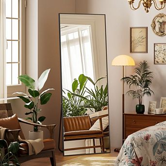 Morden Black 21 in W x 64 in H Rectangle Aluminum Alloy Framed Full Length Standing Floor Mirror