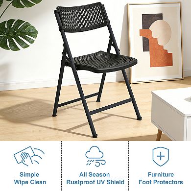PATIOEASY 4 Set of Mesh Injection Folding Chairs Breathable Mesh Back Task Chair for Home