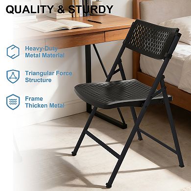 PATIOEASY 4 Set of Mesh Injection Folding Chairs Breathable Mesh Back Task Chair for Home