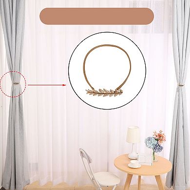 2 Pcs Curtain Tieback Metal Curtain Holdback with Stretchy Wire Rope Gold Tone