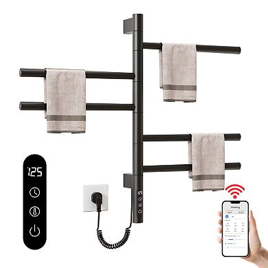Smart Rotating Heated Towel Rack for Bathroom, Wall-Mounted Electric Towel Warmer Dryer