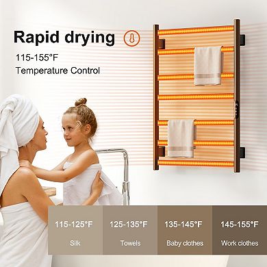 Bathroom Wall Mounted Electric Towel Warmer, Heated Towel Rack with Intelligent Touch Screen Timer