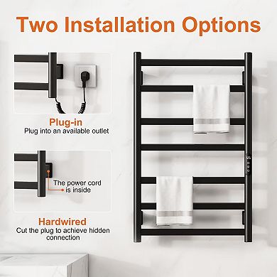 Bathroom Wall Mounted Electric Towel Warmer, Heated Towel Rack with Intelligent Touch Screen Timer