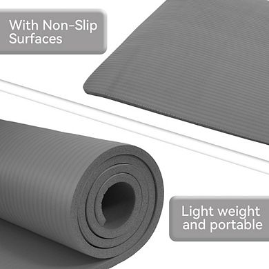 Yoga Mat, 1/2" Extra Thick High Density Exercise Mat with Carrying Strap