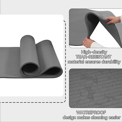 Yoga Mat, 1/2" Extra Thick High Density Exercise Mat with Carrying Strap