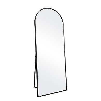 BLACK 21 in. W x 64 in. H Arched Aluminum Alloy Full Length Standing Floor Mirror