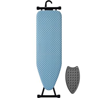 Compact 13x43 Foldable Ironing Board Adjustable Height Heat-Resistant Cover Wall Hook