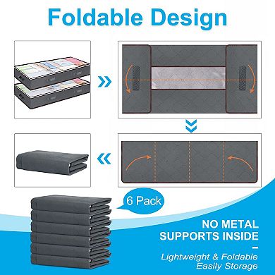 90L Foldable Underbed Storage Bags Breathable Non-Woven Clear Window for Blankets Clothes