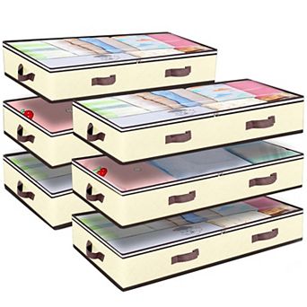 90L Foldable Underbed Storage Bags Breathable Non-Woven Clear Window for Blankets Clothes