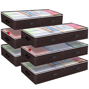 90L Foldable Underbed Storage Bags Breathable Non-Woven Clear Window for Blankets Clothes