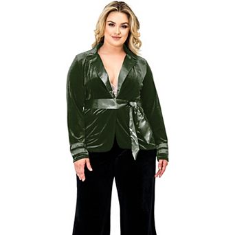 Women's Velvet Satin Belt Wrap Smoking Jacket
