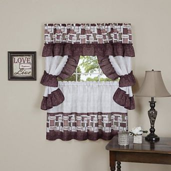 Kate Aurora Inspiration 5 pc Cafe Cottage Kitchen Curtain Tier And Swag Valance Set