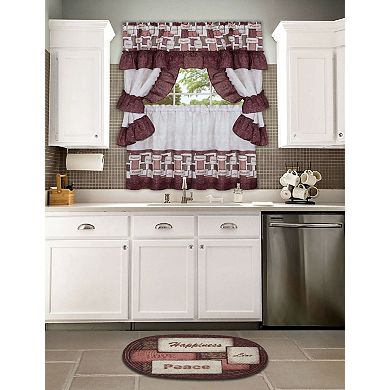 Kate Aurora Inspiration 5 Piece Cafe Cottage Kitchen Curtain Tier And Swag Valance Set