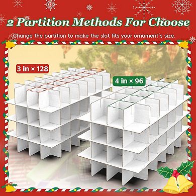 Christmas Ornament Storage Box 128 Capacity Adjustable Dividers Sturdy Green
