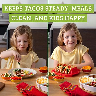 Chef Tacos Taco Shell Holder (3 Pack), Silicone, Reusable with Dividers, Dishwasher & Microwave Safe