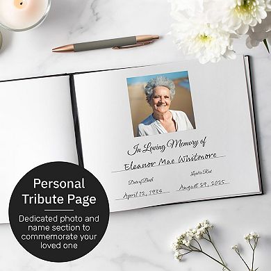 UCO Funeral Guest Book for Memorial Service (9 x 7 In), Hardcover, Memory Logbook