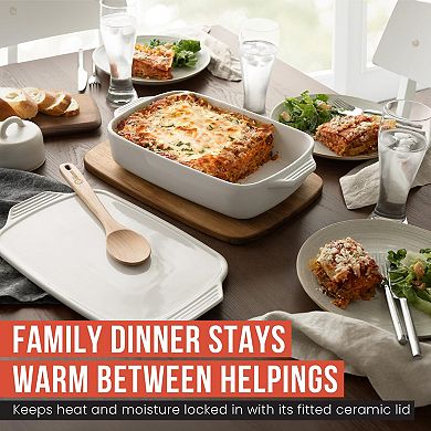 Chef Pomodoro Casserole Dish (15.50 × 11.8", 39.3 x 30 cm), White Ceramic Baking Dishes for Oven