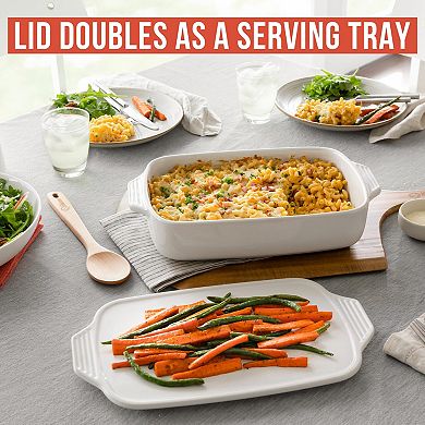 Chef Pomodoro Casserole Dish (15.50 × 11.8", 39.3 x 30 cm), White Ceramic Baking Dishes for Oven