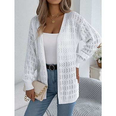 Womens Crochet Cardigan Kimonos Boho Long Sleeve Oversized Summer Open Front Knitted Sweater