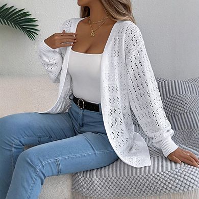 Womens Crochet Cardigan Kimonos Boho Long Sleeve Oversized Summer Open Front Knitted Sweater