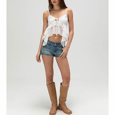 Women's Ruffled Thin Shoulder Strap Slim Fit Irregular Short Suspender Top