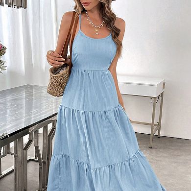 Women's Summer Maxi Dress Casual Boho Sleeveless Spaghetti Strap Long Beach Sundresses