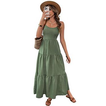 Women's Summer Maxi Dress Casual Boho Sleeveless Spaghetti Strap Long Beach Sundresses