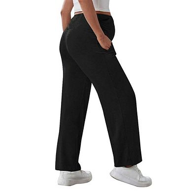 Women's Maternity Smooth Feeling Pants Comfy Soft Pregnancy Yoga Pants Straight Leg Workwear Pants