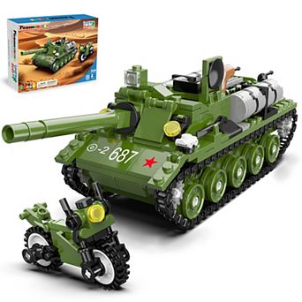 PicassoTiles Army Tank & Military Motorcycle 349 pc Building Set for Kids, STEM Vehicle Toy
