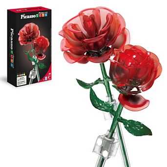 PicassoTiles Red STEM Roses 90 pc Magnetic Flower Building Kit Toy for Kids, Mother’s Day Gift