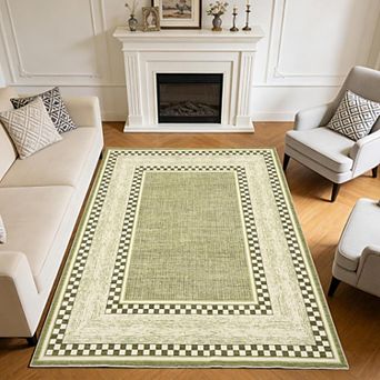 Checkered Area Rug 2x6, No Slip Washable Rug, Modern Bedroom Rug Under Bed Ultra Carpet