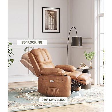 Recliner Chair, Oversized Leather Rocking Recliner with Massage and Heat